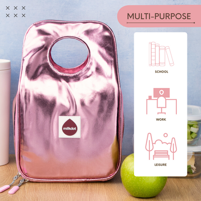 Lunch Tote | Pink Metallic